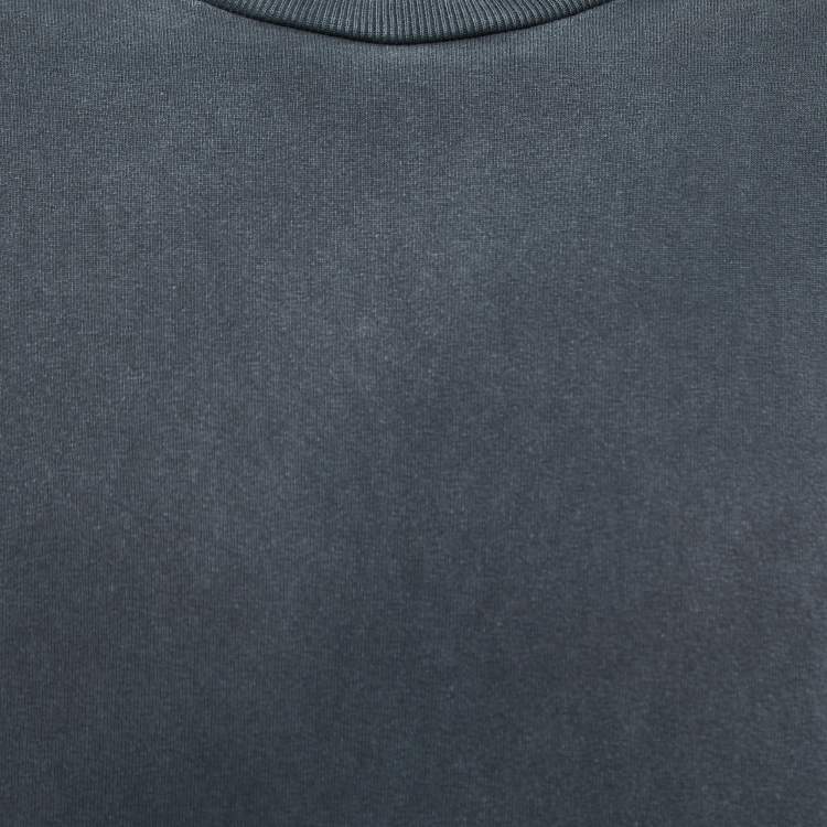 Pre Owned Louis Vuitton Charcoal Grey Cotton Crew Neck T-Shirt M