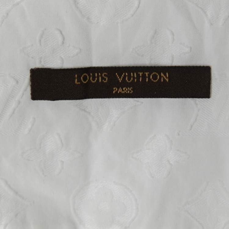 Pre Owned Louis Vuitton White logo Monogram Cotton Button Front Shirt M