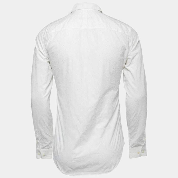 Louis Vuitton, Tops, Louis Vuitton White Collar Half Way Button Cotton  Shirt Size M