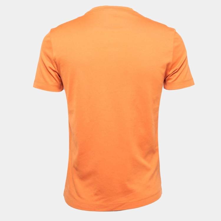 Louis Vuitton Orange Logo Printed Cotton Knit T-Shirt S Louis