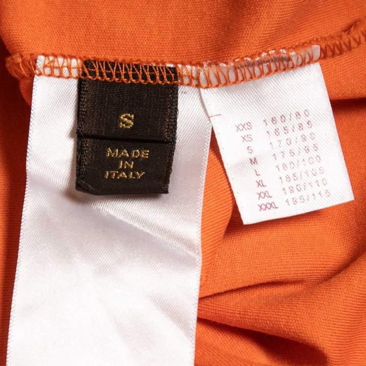 Pre Owned Louis Vuitton Orange Logo Printed Cotton Knit T-Shirt S