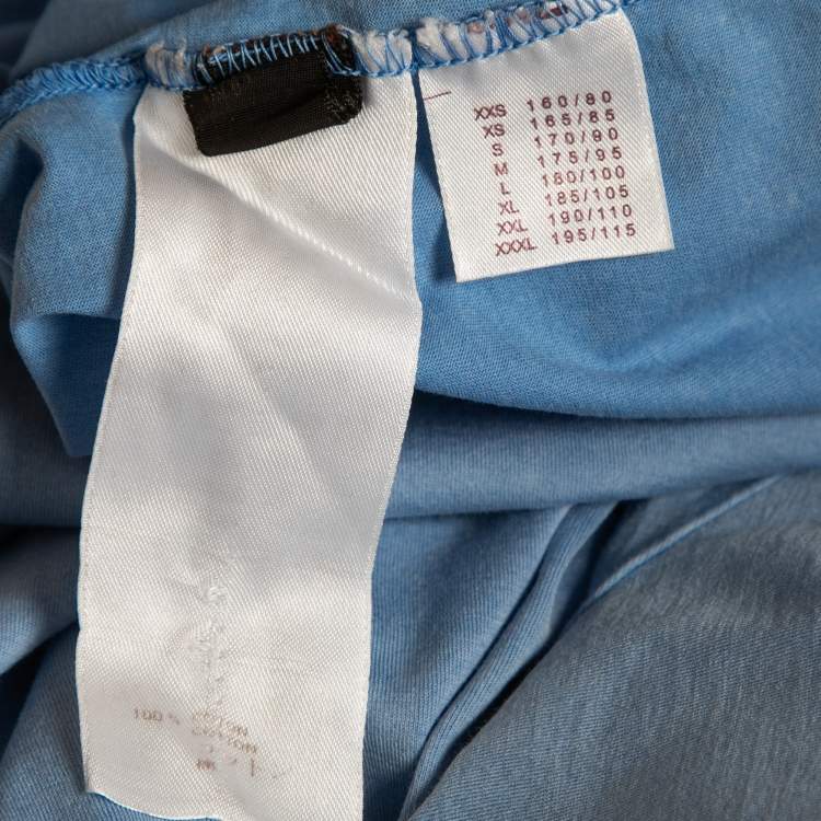 Pre Owned Louis Vuitton Blue Logo Printed Cotton Knit t-Shirt S