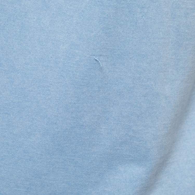 Pre Owned Louis Vuitton Blue Logo Printed Cotton Knit t-Shirt S