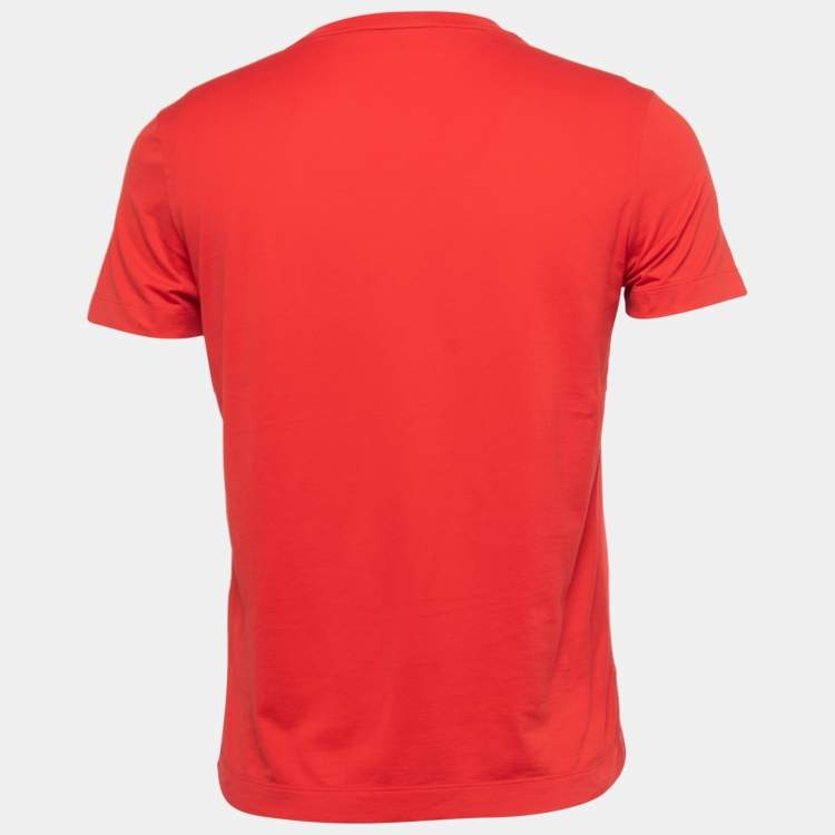 Louis Vuitton Red Logo Print Cotton Crew Neck Half Sleeve T-Shirt S