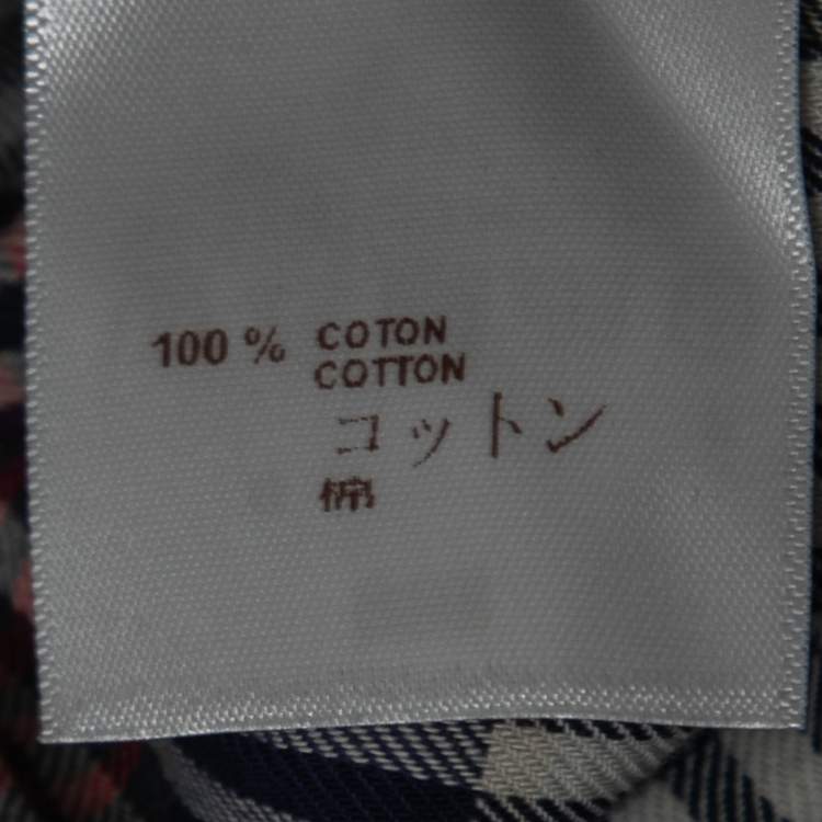 Pre Owned Louis Vuitton Navy Blue Plaid Cotton Button Front Full Sleeve Shirt XS