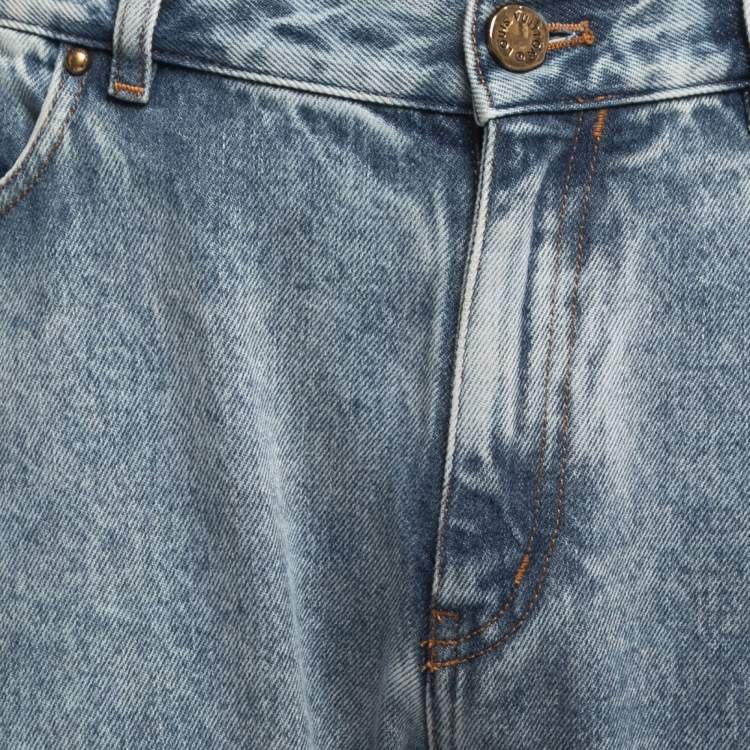 Pre Owned Louis Vuitton Light Blue Washed Denim Jeans L Waist 34"