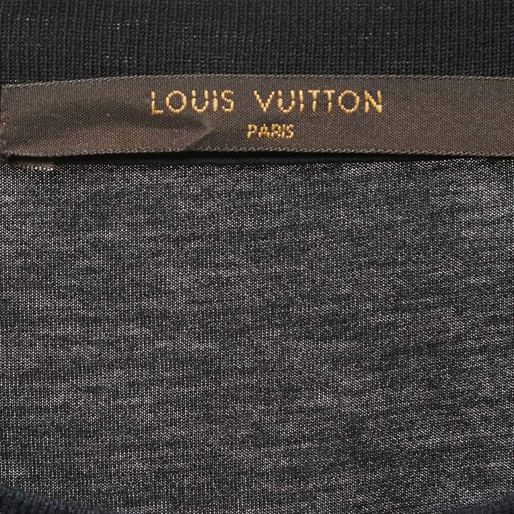 Pre Owned Louis Vuitton Black  Cotton Logo Patch Detailed Crew Neck Half Sleeve T-Shirt 4L