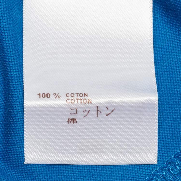 مملوكة مسبقًا Louis Vuitton Blue Logo Embroidered Cotton Crew Neck Half Sleeve T-Shirt S