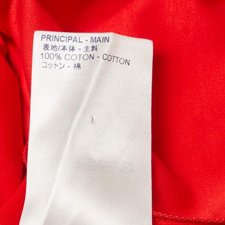 Pre Owned Louis Vuitton Red LV Stamp Print Cotton Crew Neck Half Sleeve T-Shirt XXL