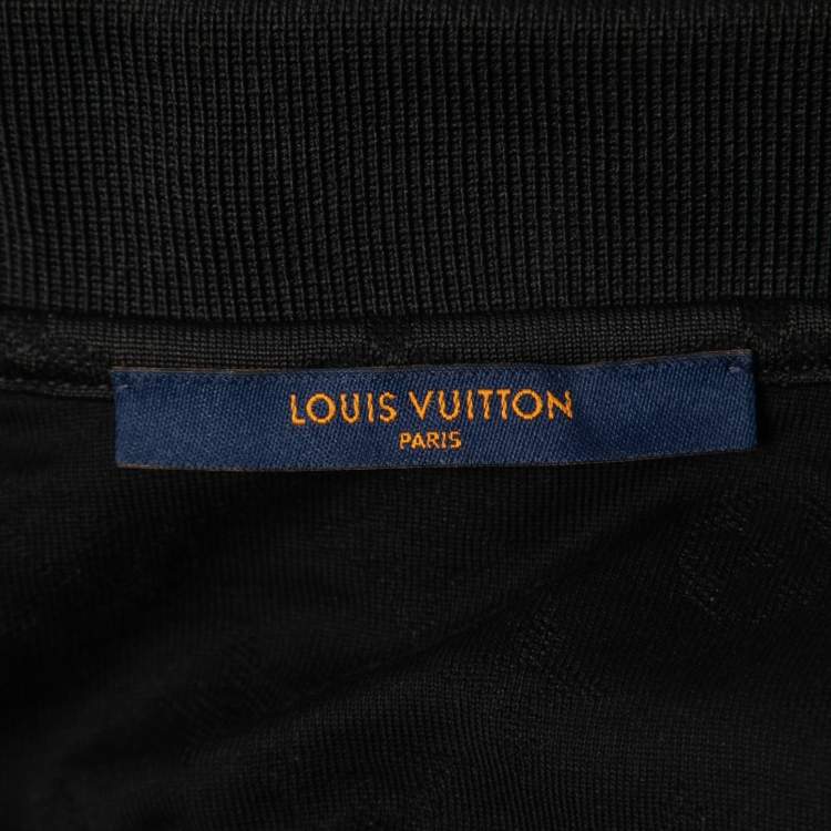 Pre Owned Louis Vuitton X NBA Black Monogram Knit NBA Patch Detailed Polo T-Shirt L