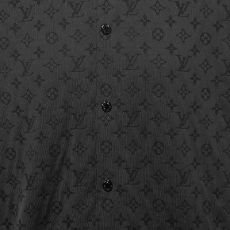 Pre Owned Louis Vuitton X NBA Black Monogram Knit NBA Patch Detailed Polo T-Shirt L