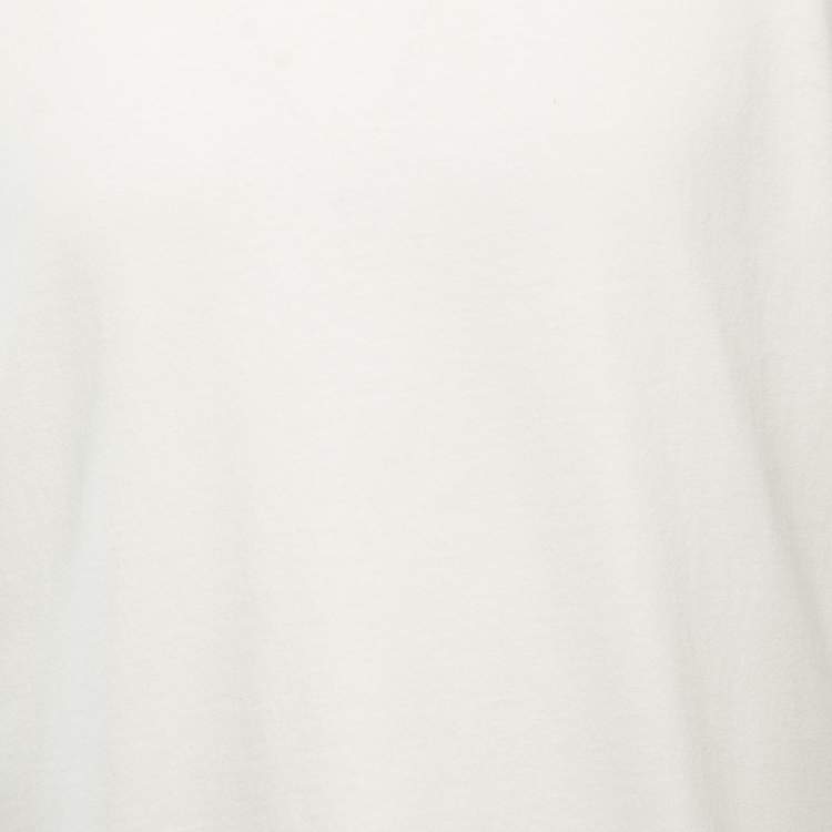 Pre Owned Louis Vuitton Off White Cotton Crew Neck Half Sleeve T-Shirt M