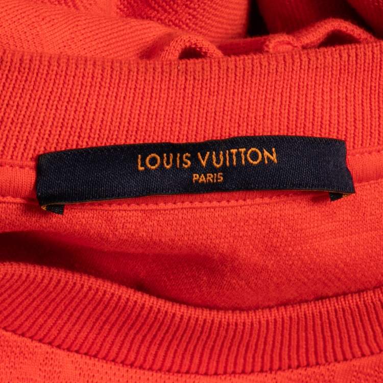 Pre Owned Louis Vuitton Orange Monogram Cotton Pique Crew Neck Half Sleeve T-Shirt M