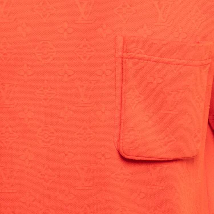 Pre Owned Louis Vuitton Orange Monogram Cotton Pique Crew Neck Half Sleeve T-Shirt M