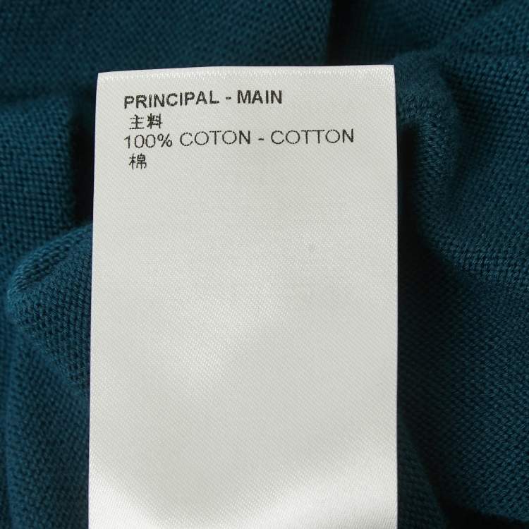 Pre Owned Louis Vuitton Teal Blue Jazz Trumpeter Signature Cotton Crew Neck T-Shirt M