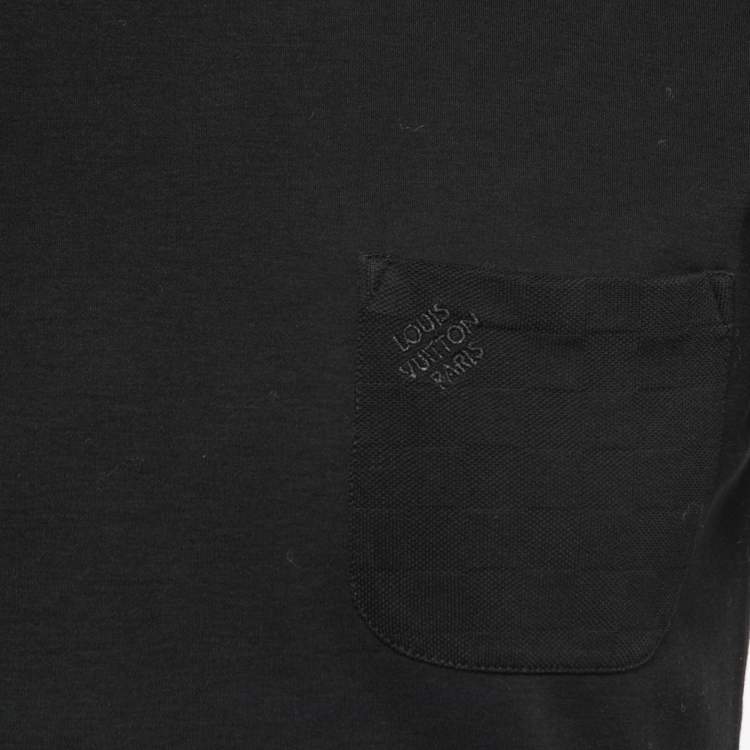 Pre Owned Louis Vuitton Black Logo Embroidered Cotton Crew Neck Half Sleeve T-Shirt S