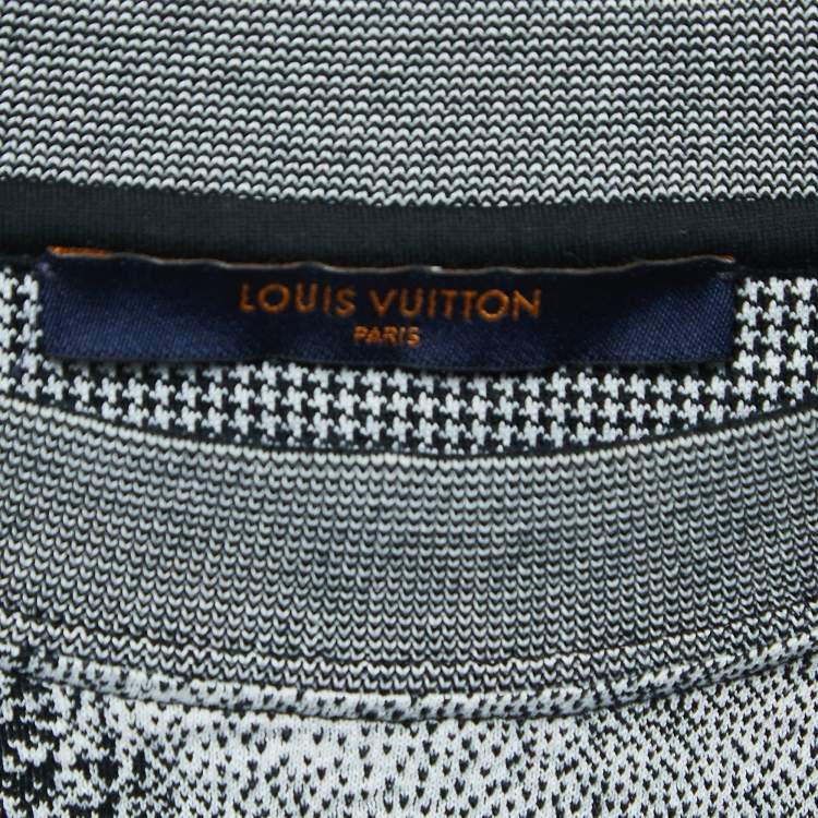 Pre Owned Louis Vuitton Black Patterned Cotton Crew Neck Half Sleeve T-Shirt XS