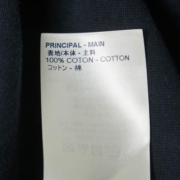 Pre Owned Louis Vuitton Navy Blue Logo Embroidered Cotton Crew Neck Half Sleeve T-Shirt XS