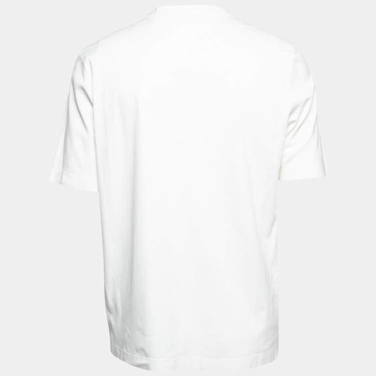 Pre Owned Louis Vuitton White Cotton Logo Embroidered Pocket Detailed Half Sleeve T-Shirt XXL