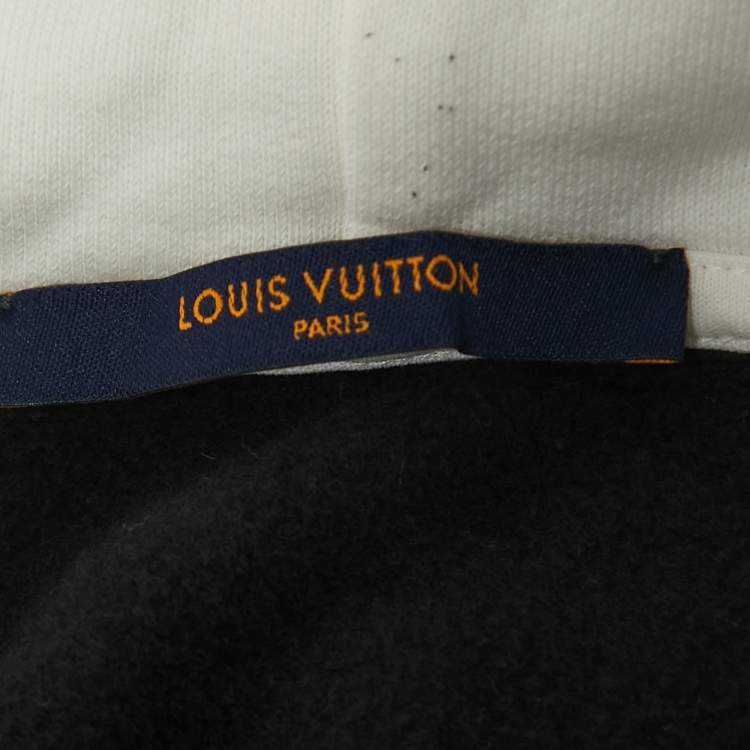 Pre Owned Louis Vuitton Black/White Logo Print Cotton Hoodie M