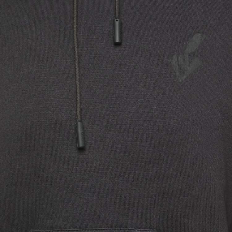Pre Owned Louis Vuitton Black/White Logo Print Cotton Hoodie M