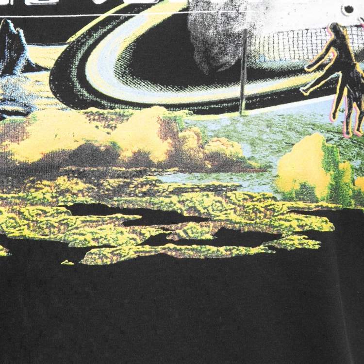 Pre Owned  Louis Vuitton Black Graphic Print Cotton Chain Crew Neck T-Shirt M