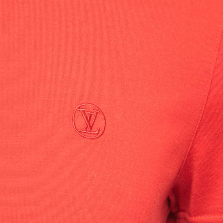 Pre Owned Louis Vuitton Red Cotton Logo-Embroidered T-Shirt M