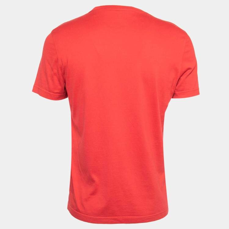 Pre Owned Louis Vuitton Red Cotton Logo-Embroidered T-Shirt M