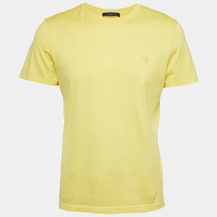 Pre Owned Louis Vuitton Yellow Cotton Crewneck T-Shirt S