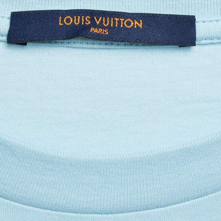Pre Owned Louis Vuitton Light Blue Monogram Gradient Printed Cotton T-Shirt M