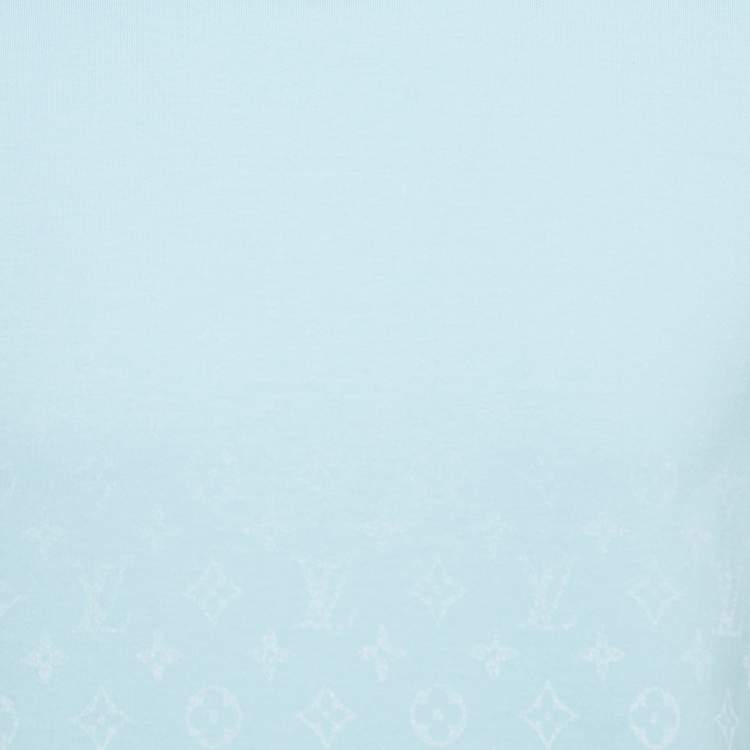 Pre Owned Louis Vuitton Light Blue Monogram Gradient Printed Cotton T-Shirt M