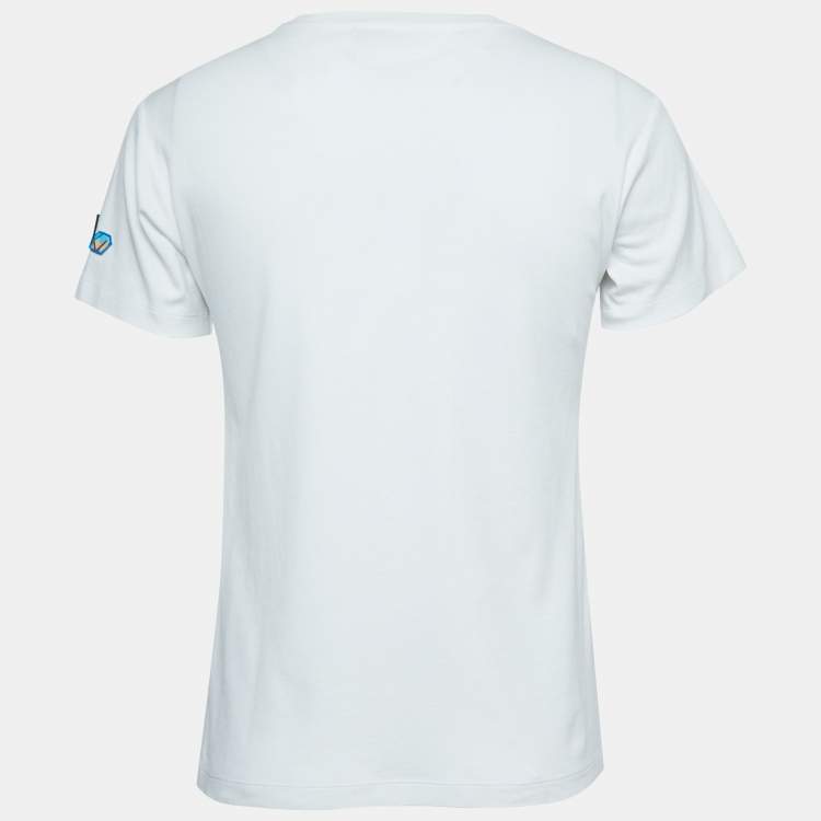 Pre Owned Louis Vuitton White Cotton Patched Pocket Detail T-Shirt L