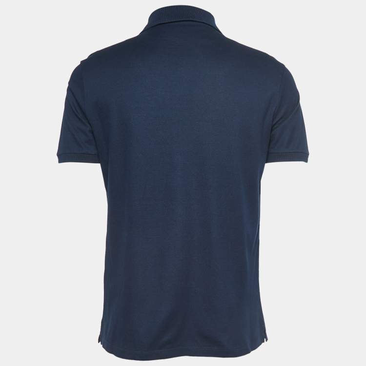 Pre Owned Louis Vuitton Navy Blue Cotton Pique Polo T-Shirt M