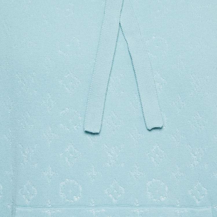 Pre Owned Louis Vuitton Blue Gradient Monogram Knit Hoodie M