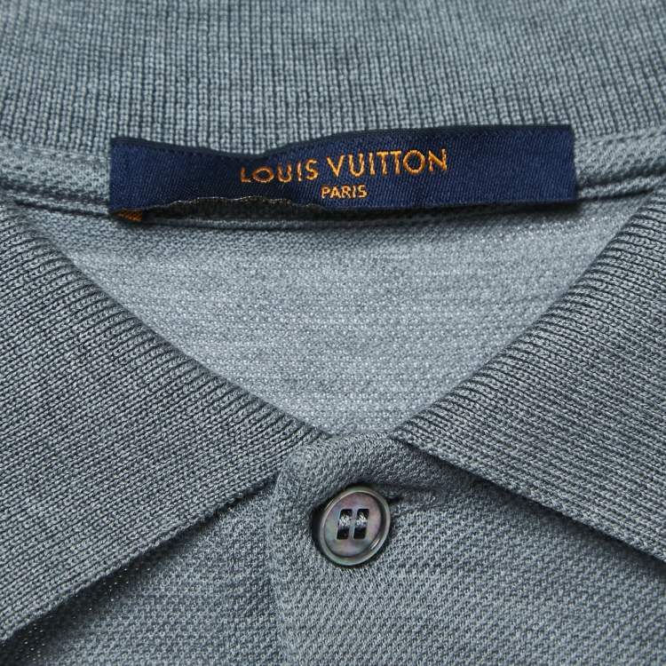 Pre Owned Louis Vuitton Grey Cotton Pique Polo T-Shirt M