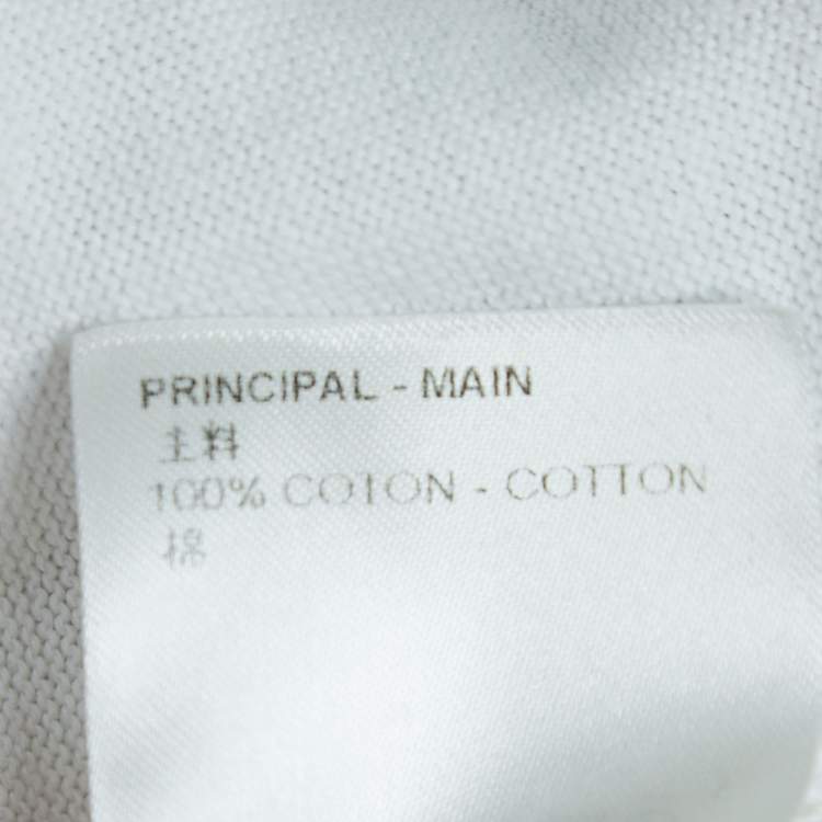 Pre Owned Louis Vuitton White Cotton Knit Printed Crewneck T-Shirt M