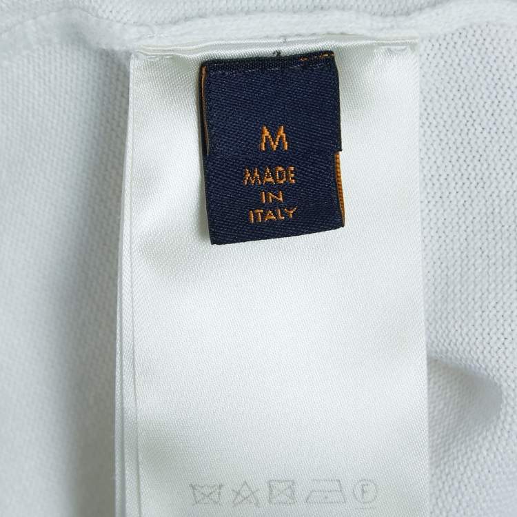 Pre Owned Louis Vuitton White Cotton Knit Printed Crewneck T-Shirt M