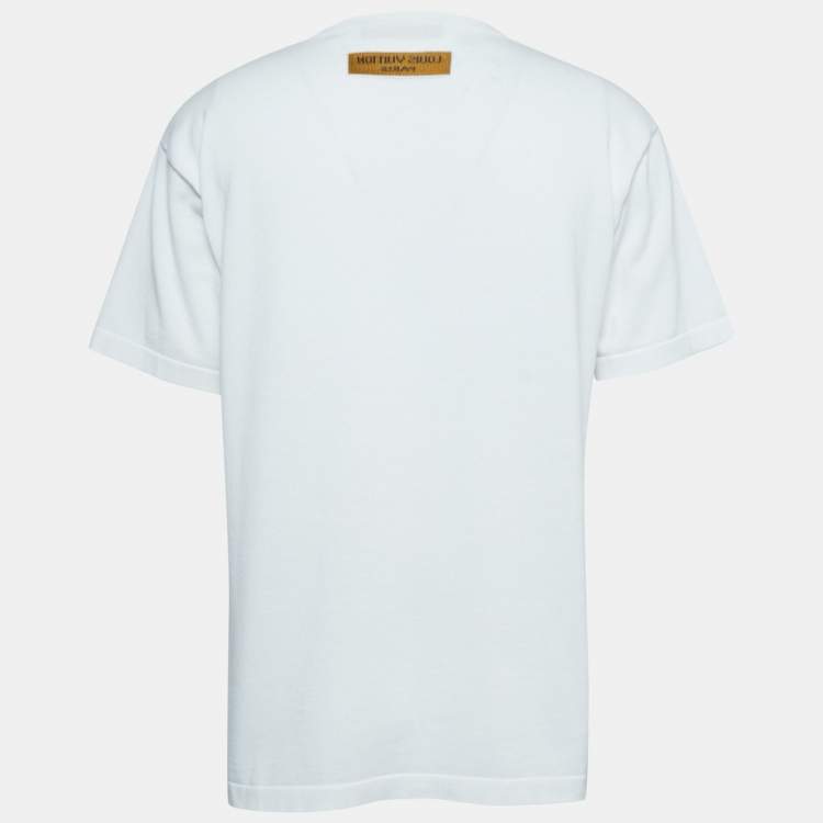 Louis Vuitton White Cotton Knit Printed Crewneck T-Shirt M