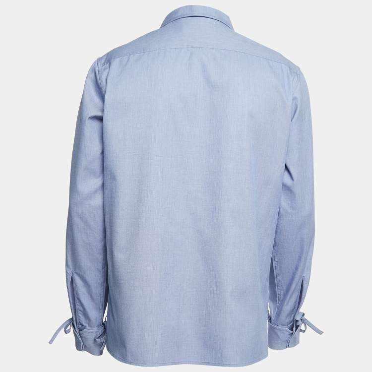Pre Owned Louis Vuitton Blue Cotton Music Patched Button Front Shirt M