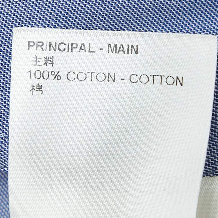Pre Owned Louis Vuitton Blue Cotton Music Patched Button Front Shirt M