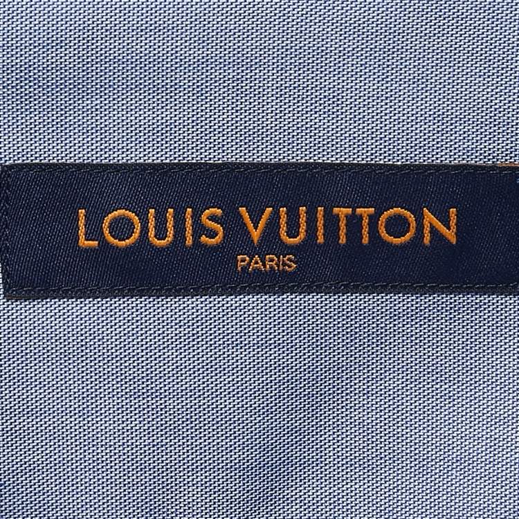 Pre Owned Louis Vuitton Blue Cotton Music Patched Button Front Shirt M
