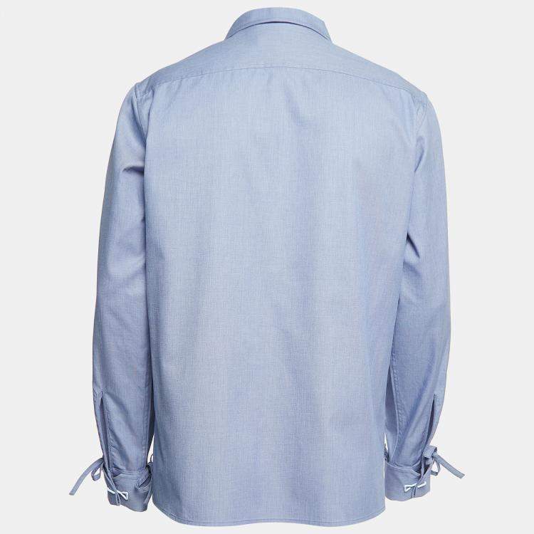 Pre Owned Louis Vuitton Blue Cotton Music Patched Button Front Shirt M
