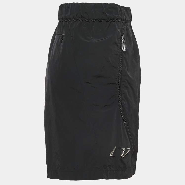 Pre Owned Louis Vuitton Black Nylon Monogram Detailed Drawstring Shorts XXL