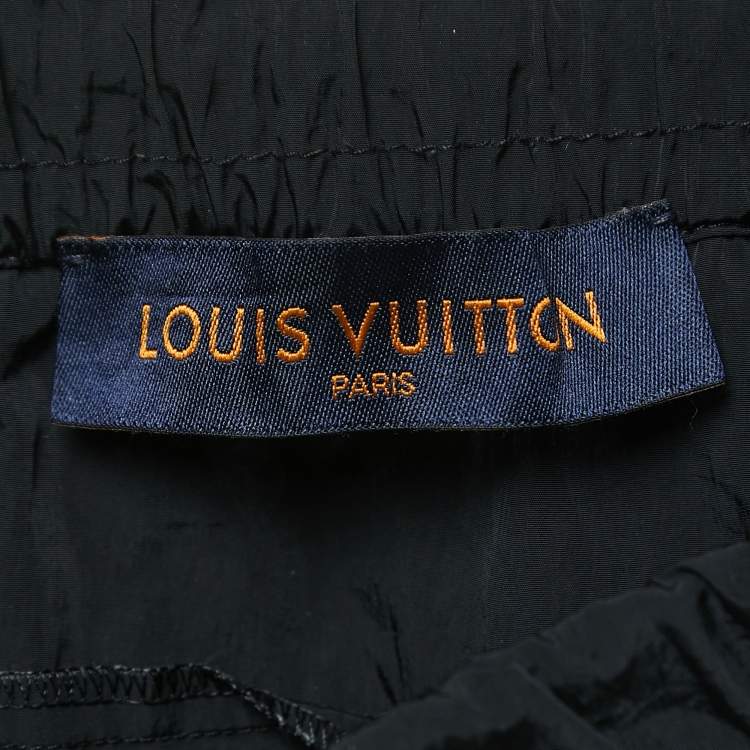 Pre Owned Louis Vuitton Black Nylon Monogram Detailed Drawstring Shorts XXL