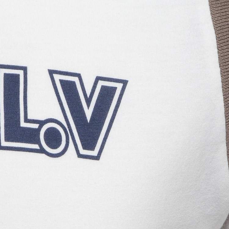 Pre Owned Louis Vuitton White Varsity Print Cotton Aloha T-Shirt S