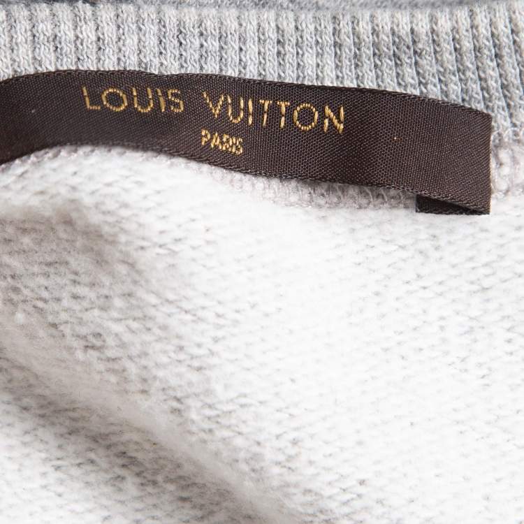 Pre Owned Louis Vuitton Grey Graphic Cotton Blend Crew Neck Sweater S