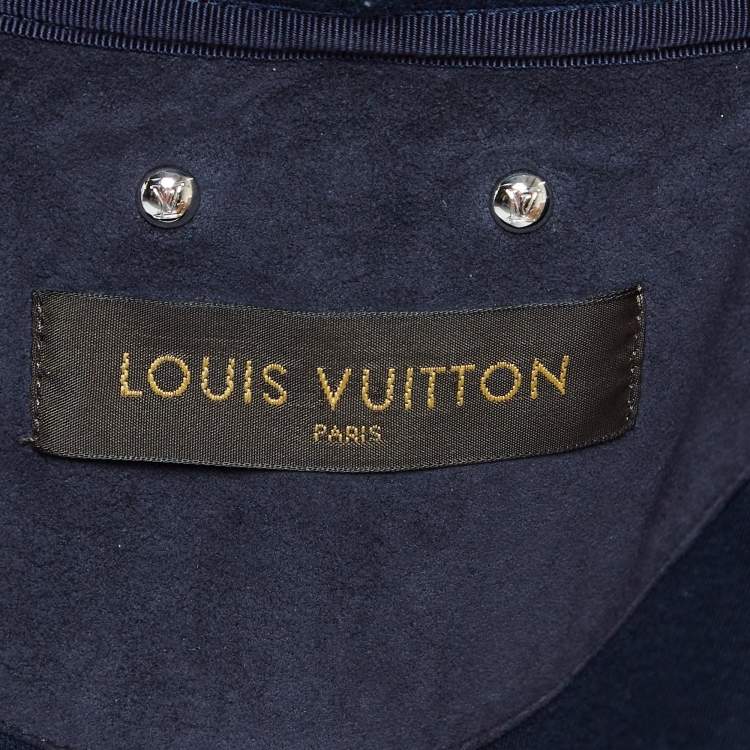 Pre Owned Louis Vuitton Navy Blue Jersey Hoodie L