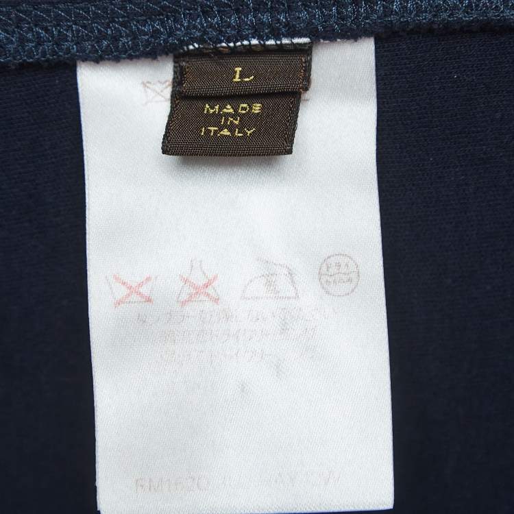 Pre Owned Louis Vuitton Navy Blue Jersey Hoodie L