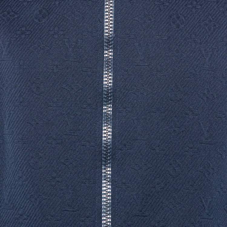 Pre Owned Louis Vuitton Navy Blue Monogram Jacquard  Zip Front Jacket S