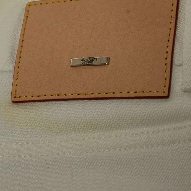 Pre Owned Louis Vuitton White Denim Regular Fit Jeans L/Waist 35.5"